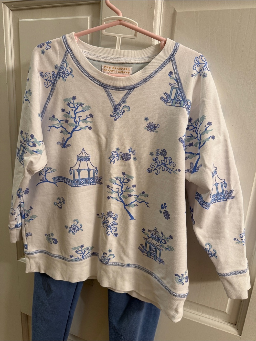 The Beaufort Bonnet Company Girls’ Pagoda Blue Sweatshirt